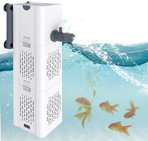filtro interno per acquario, 6 W, 500 l/h, con 4 spugne filtranti, 3 in 1 per pesce e serbatoio, regolabile da 30 a 80 l