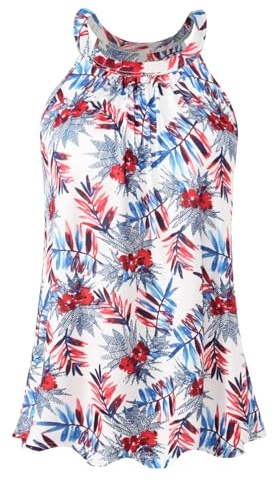 Knuffnee Women Halter Neck Top Built in Bra Tank Tops Flowy Loose Fit Camisole Vest S-XXXL