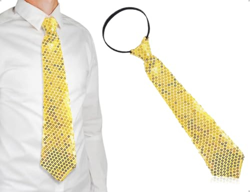 AOYEGIC Cravate à paillettes, cravate pré-nouée scintillante pour femmes et hommes, accessoire de costume, utilisée pour les soirées disco, Mardi Gras, carnaval, enterrement de vie de garçon (doré)