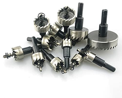 12/13/15 Pz 15-50mm HSS Seghe a tazza Set Acciaio ad alta velocità Punta da trapano Corona di perforazione for utensile da taglio for legno in acciaio inossidabile in lega metallica(13PCS 16-53mm)