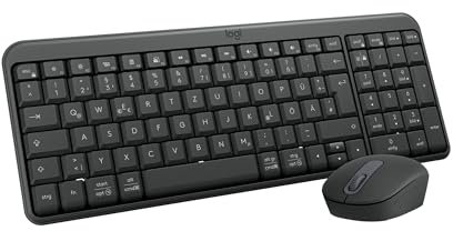 Logitech MK250 Kit mouse e tastiera wireless Bluetooth : connettività facile e veloce, tastiera wireless compatta, mouse ambidestro, struttura resistente - Windows/macOS - QWERTZ