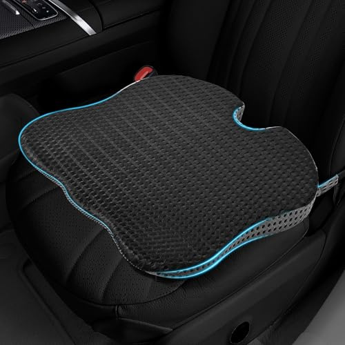 WUFANC Coussin de Siège de Voiture en Mousse à Mémoire de Forme, Coussin Voiture Conducteur, Coussin Rehausseur Voiture pour Voiture, Chaise de Bureau Coussin Ergonomique