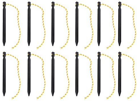 Aluminum Alloy Tent Stakes | 12PCS Lightweight 3 - Sided Ground Pegs with Pull Ropes | Secure Camping/Backpacking/Hammock Anchors | Windproof & Reusable