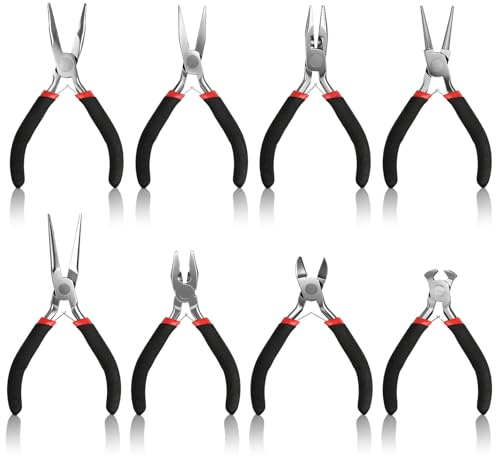 Smycketång set 8 stycken minitänger set tång små smycken tång smycken tång för tillverkning av smycken gör-det-själv proffs gör-det-själv reparationer