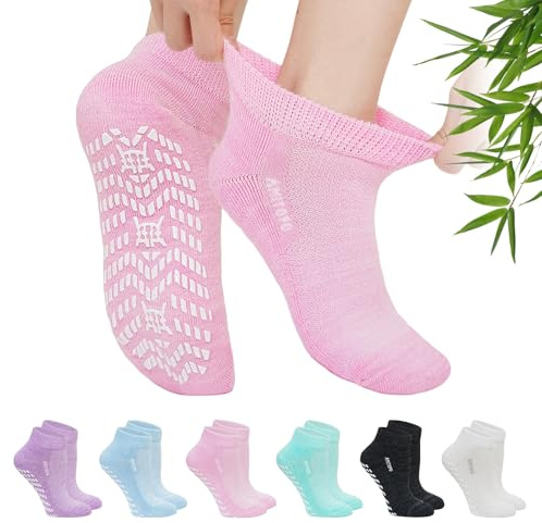 LOFIR Calzini Corti Antiscivolo Donna: Calze Diabetici Estivi Traspiranti Anti Odore senza Elastico senza Cuciture per Gravidanza Anziana Caviglie Piedi Gonfi Toni Smorzati 6 Paia 35-38