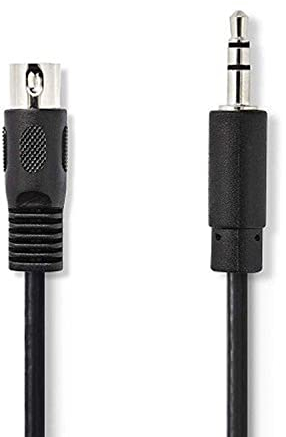 Cable de Audio DIN 5 Pines - Jack 3.5 mm - Cable Adaptador de Audio Midi | Cable Profesional | Apto para Sistema Bang & Olufsen | Color Negro | 1 Metro