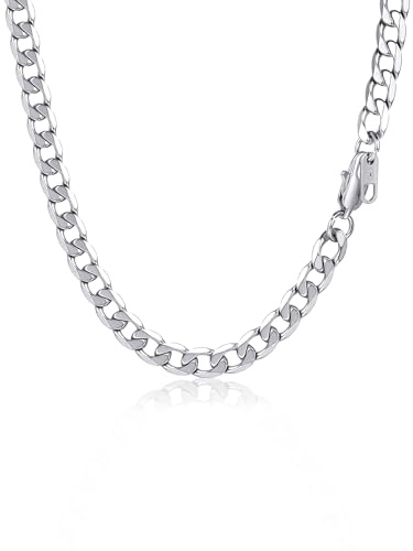 PROSTEEL Mens Cuban Chain Necklace, Curb Link Chains Silver/Gold Plated, 4mm/6mm/9mm/13mm Width, 18-30 Inches, Hip Hop Jewellery -Send Gift Box