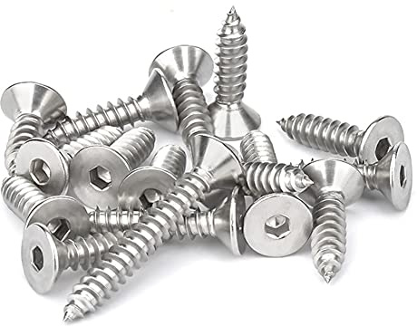 ANSIEDIO Försänkta Skruvar med Sexkantskruvar Rostfritt Stål, Självgängande Skruvar, Används för Möbler och Skåp i Gipsskiffer, M4×30mm,50 pcs