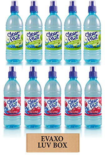LUV BOX - Variety Clear Fruit Water Sport 16.9 Oz Bottles ,Pack of 10,Cherry Blast,Green Apple by evaxo