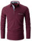APAELEA Men's Long Sleeve Polo Shirt Casual Rugby Shirts with Plaid Down Collar,Red,L