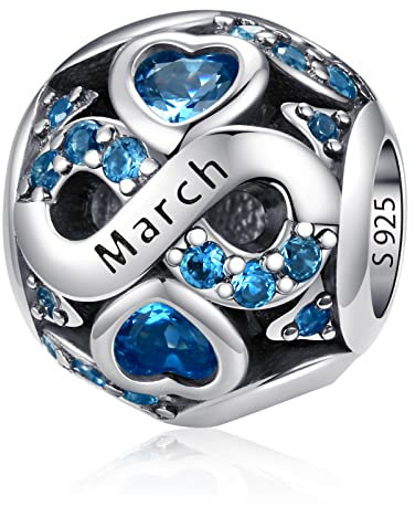 925 Sterling Silber Geburtsstein Charms Anhänger mit 5A Cubic Zirkonia Dangle Beads Charms,Openwork Perlen Liebesherz Anhänger für Pandora Europäische Charme Armband Schmuck