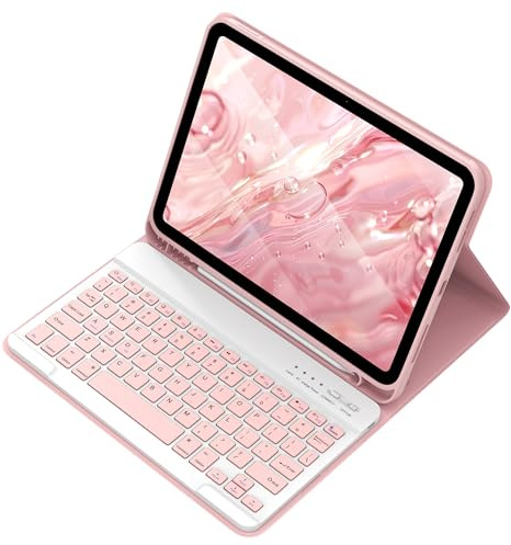 aMZCaSE Keyboard Case for iPad Air 11-inch 2026 2025 2024 (M4/M3/M2), Air 5 and 4 Gen 10.9-inch 2022/2020,Pro 11 inch 1/2/3/4 Gen,Magnetic Detachable Keyboard Case with Pen Holder (Pink)