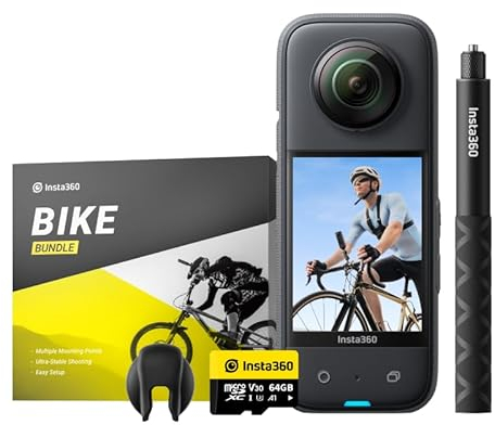 Insta360 X3 Fahrrad-Bundle - wasserdichte 360°-Actionkamera mit 1/2-Sensor, 5,7K 360°, 72MP 360°-Fotos, Stabilisierung, 2,29-Touchscreen, Vibrationsfeedback, KI-Bearbeitung, Live-Streaming