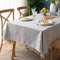 Bestickte quadratische Tischdecke Kariert Rustikal Knitterfrei Stoff Tischdecke für Küche Essen Party Urlaub, Grau kariert, 140 x 140 cm