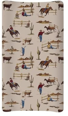 BYCHECAR Western Cowboy Horse Baby Changing Pad Cover Infant Newborn Changing Table Cover Girls Boys Diaper Table Change Mat Sheets Cover Breathable Soft