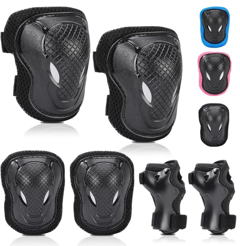 BURSUN Knieschoner Kinder, Verstellbare Knieschützer Ellenbogenschoner Handgelenkschoner, Schoner Schützer Inliner Kinder, Protektorenset für Inliner Skaten Roller Skateboard Rollschuhe