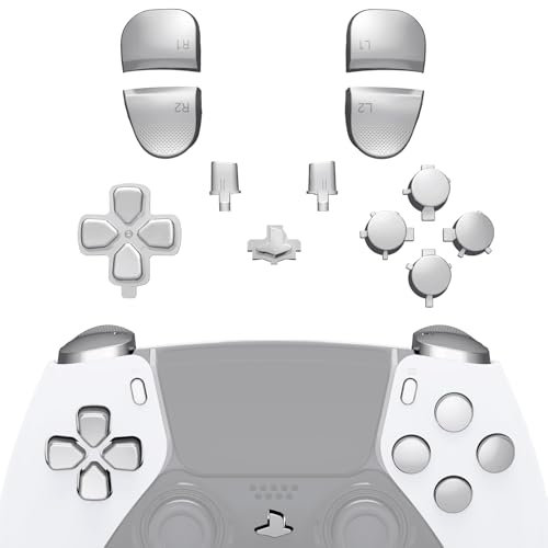 eXtremeRate Tasti Compatibile con ps5 Edge Controller,D-Pad Trigger R1 L1 Grilletti R2 L2 Pulsante Share Option Ricambio per ps5 Edge Joystick(Senza Joypad)-Argento Cromo
