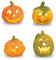 Ton Kürbis Herbstdeko Teelichthalter 4er Set - Ø 8 cm - Halloween Windlicht für Innen und Außen - Kerzenhalter Tischdeko Dekokürbis Deko Laterne klein