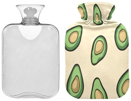 JUMBEAR Wärmflaschen Avocado, Grün Avocado mit weichem Bezug, Schmerzlinderung, Wärmbeutel, 2 l, für Hände und Füße, warme Wassersäcke, bequem schlafen