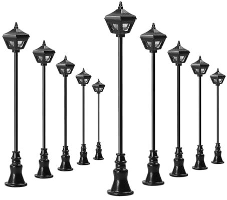 Evemodel 10 Stück Modell Spur H0 1:87 warm weiß Lampen Modelleisenbahn Modellbau Straßenlaternen Bonsai Landschaftsbau