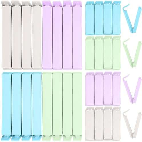 CONJURAIDE 32 Stück Verschlussclips, Tütenclips Lebensmittel Tütenverschluss Clips Verschluss Klammern für Tüten Tütenklammern Tütenverschlüsse Beutelklammern Gefrierbeutel Verschlussclips für Beutel