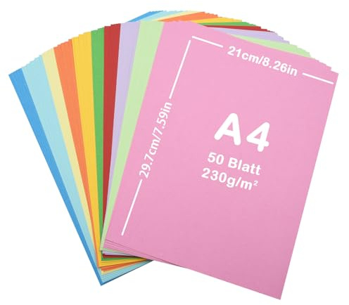 Lot de 50 feuille cartonnée couleur 230g/m², Lre Co. papier cartonné, A4 210 x 297 mm Art Paper Crafting Scrapbook Creative Decor (230 g)