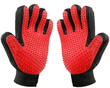 Itingy Cat Grooming Gloves 259-Tip, Pet Hair Removal Mitt for Cat/Dog/Rabbit with Sensitive Skin, Dog Bath Glove with Silicone Massage Brush for Deshedding & Washing, Anti-Slip & Reduce Shedding -Red