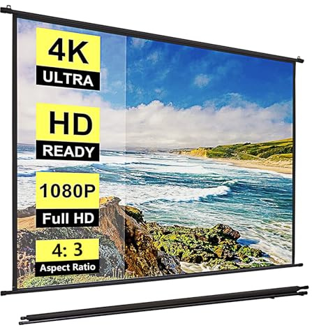 INMOZATA Projector Screen 120inch/244x185cm Wall & Ceiling Mounted Projection Screen with 4:3 Ratio Matte White Screen & Ambient Light Rejecting Movie Screen for Home Theater School Outdoor Indoor