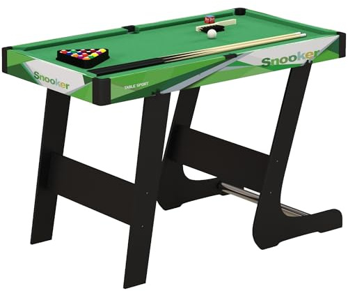 SPORTNOW Tavolo da Biliardo Pieghevole con Accessori, Stecche da Biliardo, Palle, Triangolo e Spazzola, Tavolo Biliardo Professionale per Adulti, 104x55.5x68 cm