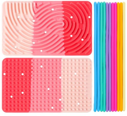 Sensory Activity Board for Children, Double-Sided Design Sensory Board, Fine Motor Skills Toys with 11 Strings, Silicone Fidget Toys for Calming, Stress, Anxiety, ADHD & Autism (Pink)