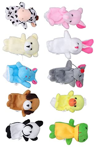 HUSHUI 10st Fingerdockor, Handgjorda Handgjorda Djurhandskeleksaker för Barn, med 10 Olika Seriefigurer, för Berättelser Fantasifull Lek Förskolebarn Småbarn