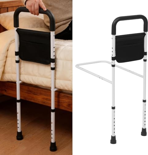 Homullel Bed Assist Rail for Elderly Adults, Safety Bed Guard Handrail for Seniors, Bedside Fall Prevention Bar, Height Adjustable (Floor-standing)