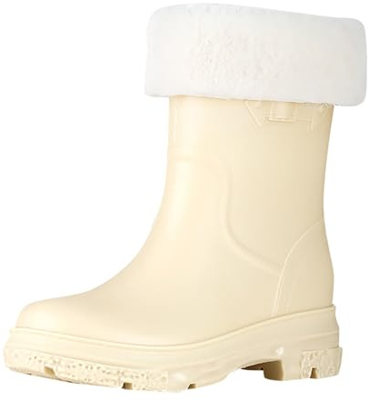 Generisch Stivali da pioggia da donna con gambale alto antiscivolo, beige., 38 EU