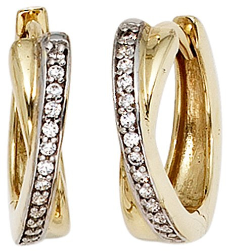 Jobo Damen-Creolen aus 8 Karat 333 Gold mit 28 Zirkonia 15 mm