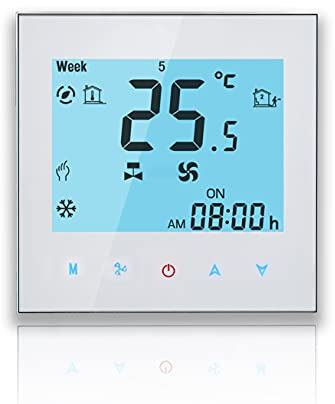 BecaSmart Serie 1000 Termostato Aria Condizionata a 2 Tubi con Retroilluminazione WiFi e Connessione WiFi per Assistenza vocale Intelligente (2 Tubi, Bianco(WiFi))