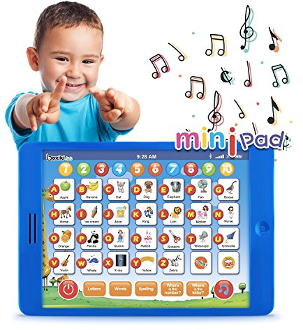 Boxiki kids Learning Pad Fun Kids Tablet with 6 Toddler Learning Games Early Child Development Toy for Number Learning, Learning ABCs, Spelling, “Where Is?” Game, Melodies. Educational Toy