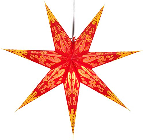 GURU SHOP Faltbarer Advents Leucht Papierstern, Weihnachtsstern 60 cm - Fuego, Papiersterne 60 cm