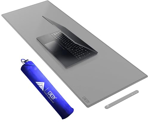 Cacoy 100x40 cm Tappetino da Scrivania in pelle PU, Tappetino per Mouse da Gioco Grande Tappetino da Scrittura Impermeabile per Ufficio e Casa, Grigio