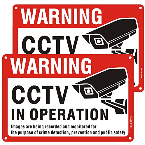 Pack of 2 CCTV in Operation Sign Reflective Aluminum, 20x30cm (A4), Outdoor Waterproof, UV Resistant, Durable