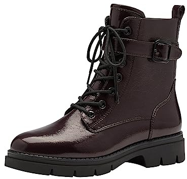 Tamaris Botines de Tacón para Mujer Veganos, Borgoña Charol, 38 EU
