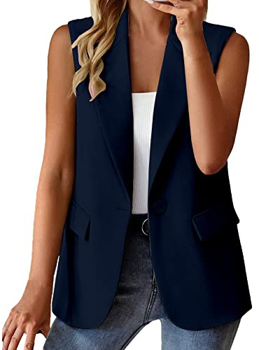 Blazer Mujer Deportivo Chaleco Vintage Chaqueta Blazer Entallado Sacos Chaqueta Frontal Abierta Manga Larga Abrigo Sólido Casual Blazer Frontal Abierto Manga Larga Trabajo Oficina Casual Cárdigan