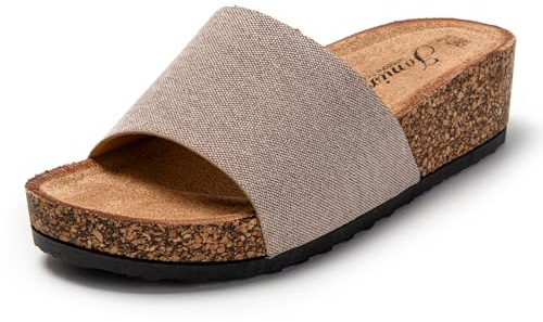 JOMIX Ciabatte Estive Moda Casual Donna Ragazza Slippers Zeppa Suola Antiscivolo Comode Estate Eleganti SD9187-7 (Beige, 37)