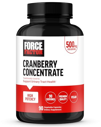 FORCE FACTOR Cranberry Concentrate, Cranberry Pills for Women and Men to Support Urinary Tract Health, High-Potency Cranberry Extract, Vegan Friendly, 90 Capsules