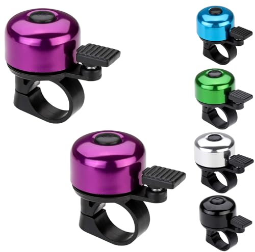2 Pcs Bike Bell Bicycle Bell with Loud Crisp Clear Sound, Road and Mountain Bike Bell Adults Kids (Purple)