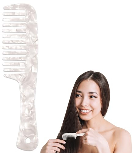 Grobzinkiger Stielkamm, Breiter Zahnkamm Hitzebeständiger Lockenkamm Antistatischer Haarkamm Friseur Kamm Breiter Kamm Grobzinkiger Frauen Styling Kamm Für Langem Nassem Oder Lockigem Haar