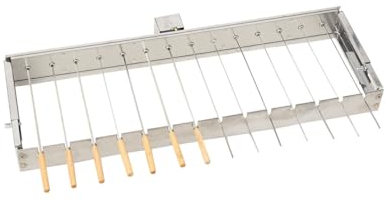 NICCOO Elektrischer Spiessdreher Edelstahl Drehspiess Aufsatz mit 14 Spießen und Motor, Zuhause Freien Partei Mangal Schaschlik BBQ Grillzubehör