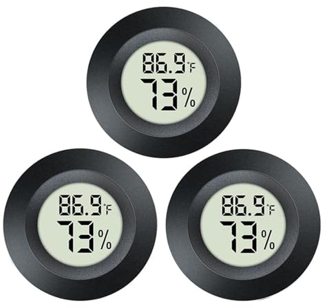 3 Pack Mini Hygrometer Thermometer Digital Humidity Meter Indoor/Outdoor Humidity Monitor Reptile Thermometer for Humidors Garden Cellar Greenhouse ℉/ ℃ (3)
