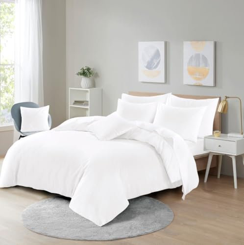 Microfibre Duvet Cover Set, Ultra Soft Bedding, 100% Polyester (White, Double)