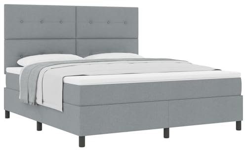 vidaXL Boxspring Säng med Madrass Ljusgrå Super King Tyg