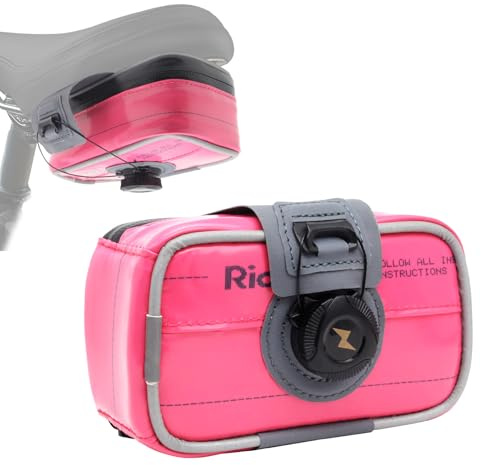 RIDENOW Fahrrad Satteltasche Fahrradtasche aus recycelten TPU-Schläuchen & Gummischläuchen, mit BOA-System, Verschleißfest Wasserdicht Leicht Tragbar, 0,6L 13,5x7,5x6CM, Pink